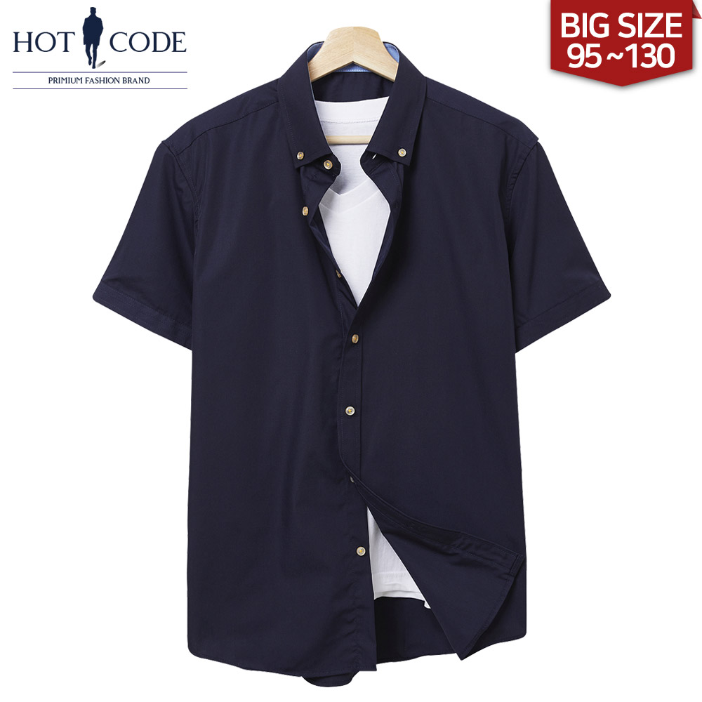남자 여름 반팔 빅사이즈 베이직 네이비 셔츠, HC250 - 핫코드