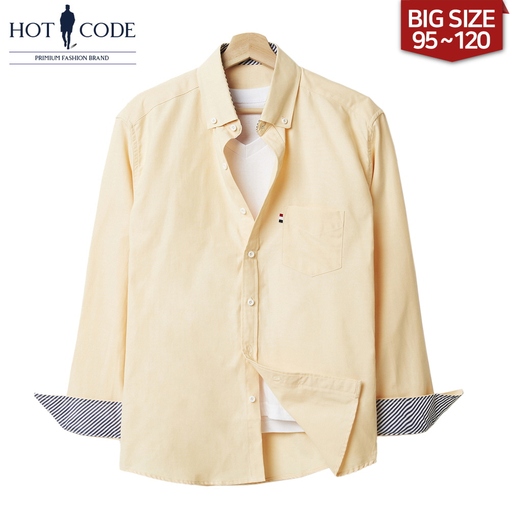 남자 빅사이즈 옐로우 옥스포드 셔츠, HC105 - 핫코드