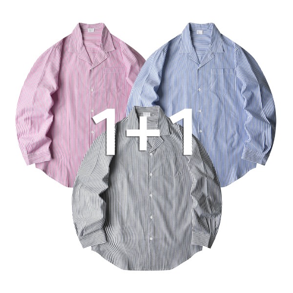 [1+1] 남자 포켓 스트라이프 오픈 카라 셔츠 3컬러 HC563 - 핫코드