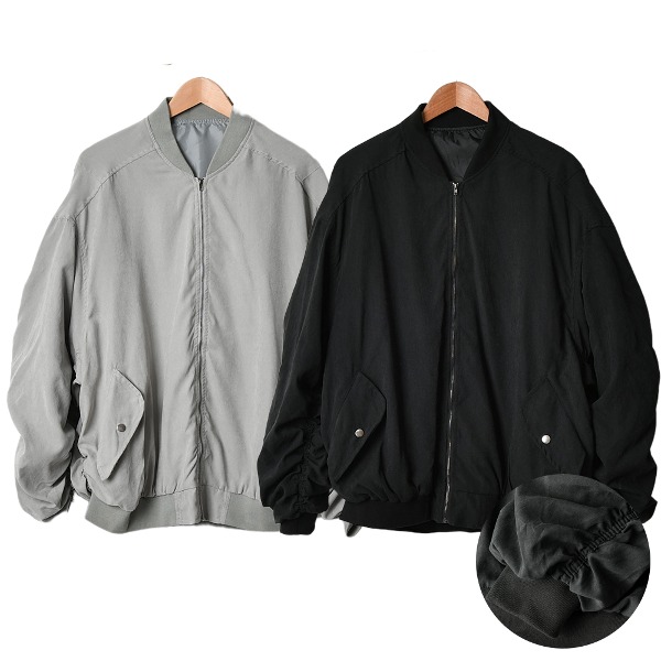 남자 간절기 소매 셔링 오버핏 항공 점퍼 블랙 그레이 옷 자켓  2컬러 5631_1310 - 핫코드