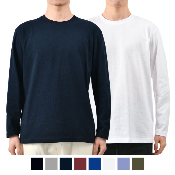 (S~3XL) 남자 긴팔티 무지 티셔츠 라운드 옷 흰티 면티 레이어드 남녀공용 8컬러 TK11_102 - 핫코드